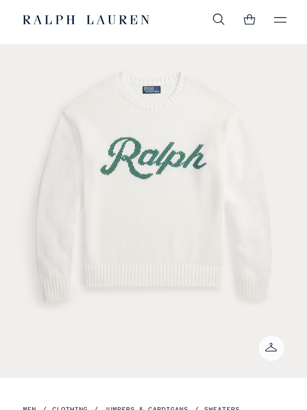Polo Ralph Lauren "The Ralph" Logo Jumper — Ivory & Green — Size M